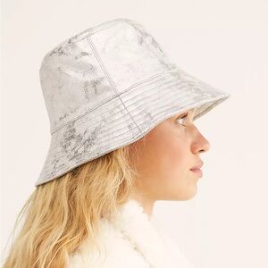 Free People Metallic Silver Bucket Hat